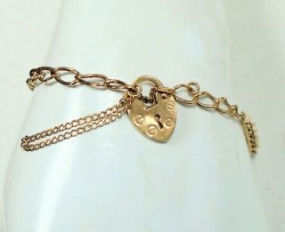 Fine Quality Vintage 9ct Gold Bracelet With Padlock