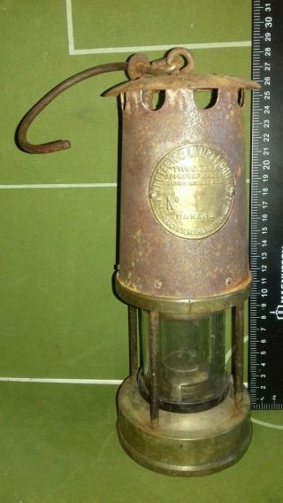 Large Rare Vintage 1930s Eccles Type C.  T.  33a Miners Safety Lamp Brass & Steel