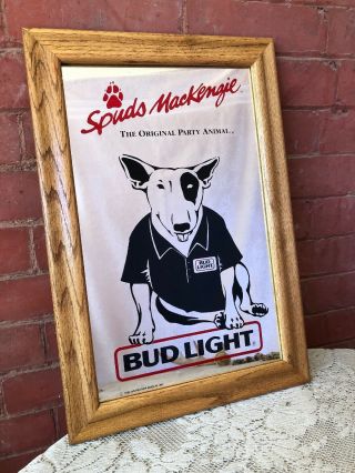 Spuds Mackenzie Bud Light Budweiser Vintage 1986 Advertising Mirror Bar Sign 2