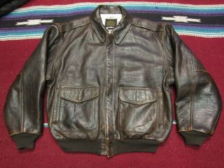 Vtg Avirex Usaaf A - 2 Flight Flyer Aviator Bomber Leather Jacket Brown Medium M