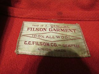 Vintage Filson Mackinaw Cruiser Scarlet Red Sitka Sportsman embroidered 6