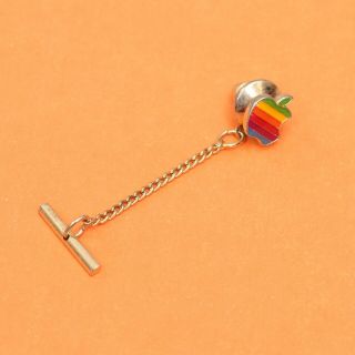 Vintage Apple Computer Rainbow Logo Tie Pin Lapel Pin Badge