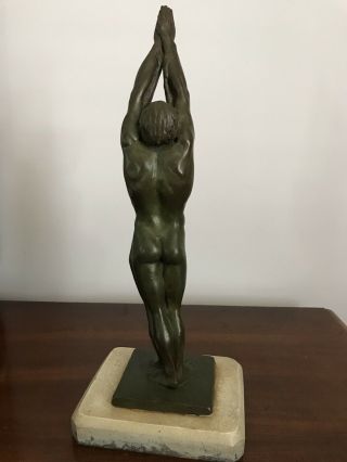 Vintage Bronze Sculpture Nude Man And Women Intertwined Patina And Base 6