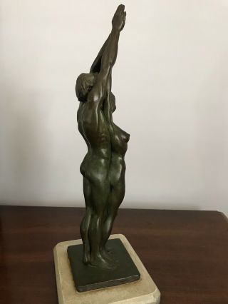 Vintage Bronze Sculpture Nude Man And Women Intertwined Patina And Base 7