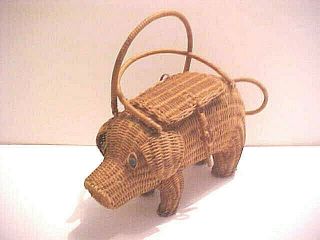 Vintage Wicker Pig/hog Bag Handbag Purse