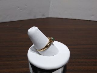 Vintage 10k Yellow Gold Emerald and Diamond Ring signed I.  K. 4