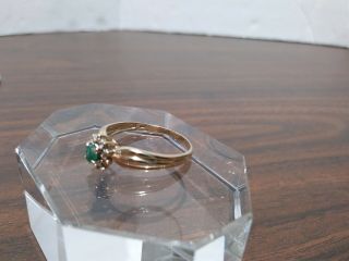 Vintage 10k Yellow Gold Emerald and Diamond Ring signed I.  K. 7