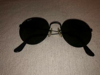 Vintage Ray Ban Round Metal Sunglasses Black Bausch And Lomb