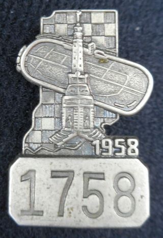 Vintage 1958 Indianapolis Motor Speedway Indy 500 Pit Badge Pin
