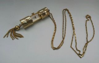 Vtg 1960s Catorex Swiss Gold Plate Sliding Mechanical Pendant Necklace Watch