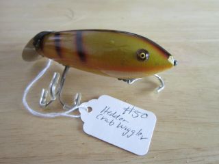 Vintage Heddon Crab Wiggler Glass Eyes Wood Lure