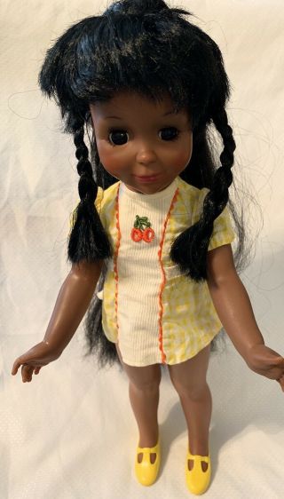 Vintage 1970 Ideal “tara” Authentic Black Doll With Hair That Grows