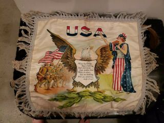 16 16 Vintage Usa Military Sewn Wall Decoration Ww1 Era