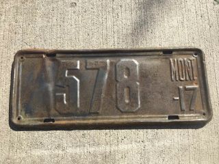 1917 Vintage Montana License Plate Low Number 578