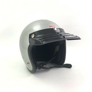 Vtg Bell Magnum Ii 2 Silver / Grey Motorcycle Helmet Snell 1975