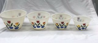 Vintage Fire King Splash Proof Tulip Bowls 4 Piece Set