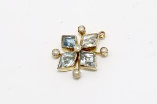 A Stunning Antique Edwardian 9ct Gold Arts & Crafts Blue Gemstone Pendant 13736