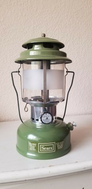 Vintage 1973 Sears Lantern Model 72325 - 1 Avocado Green Made In Usa Pyrex Glass