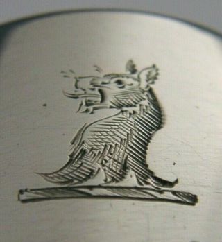 Unusual Solid Silver Wolf Crested Napkin Ring 1920 Pratt Rush Abrooke Family