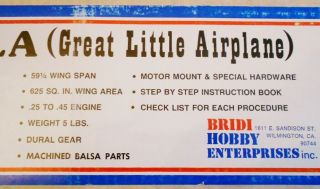 Vintage Bridikits GREAT LITTLE AIRPLANE GLA RC Aileron Basic Trainer Kit 3