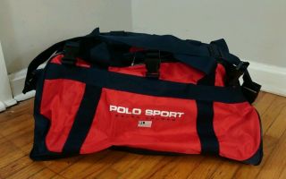 Vintage 90s Ralph Lauren Polo Sport Usa Flag Duffle Bag Gym Carry On