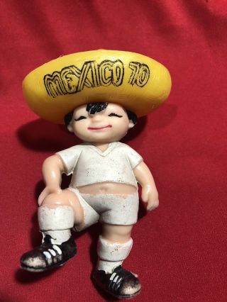 Vtg Very Rare World Cup Mexico 1970 Mascot Juanito 70 Hard Plastic Figure 5”
