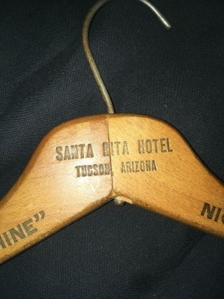 Vintage 1930s TUCSON Arizona SANTA RITA HOTEL Wooden COAT Clothes HANGER 2