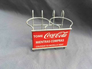Vintage Coca - Cola Mexican Grocery Store Shopping Cart 2 Bottle Ad Holder