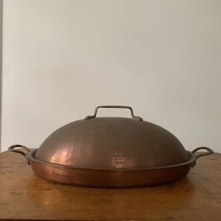 Bazar Francais Ny Oval Copper Pan Vintage 666 14 " X 8 " Lid