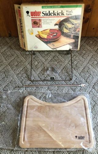 Vintage Weber Sidekick Work Table - Made In Usa.  Rare Weber Cutting Board.  Weber