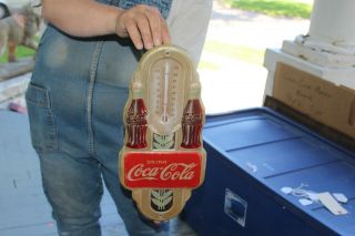 Vintage 1942 Coca Cola Soda Pop 16 " Embossed Metal Thermometer Sign
