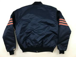 Chicago Bears NFL Official Vintage 1980 ' s Starter Satin Navy Bomber Jacket XL 7