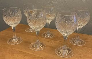 Antique Set 6 Cut Crystal Glasses Wine Goblets,  Made In Turkey