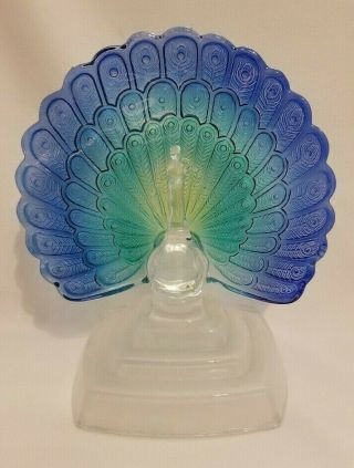 Vintage Pressed Glass,  Rare With No Chips Very Colorful Peacock And Suncatcher