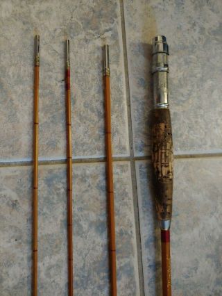 Antique Montreal Abbey & Imbrie 9 ft 4 in Bamboo Fly Rod fishing Schultz RARE 5