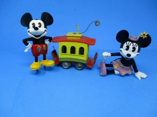 Vintage Disney Pride Lines O - Scale Caboose With Mickey & Minnie Mouse Figurines