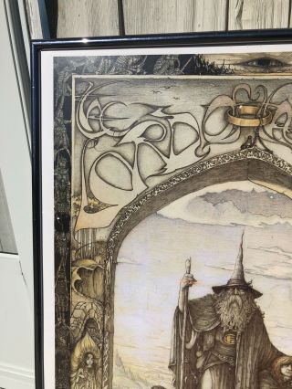 Vintage LORD OF THE RINGS Framed Art Poster LOTR 1988 Wizard Ingenious J.  CAUTY 3