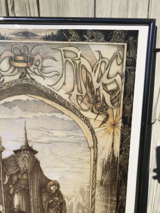 Vintage LORD OF THE RINGS Framed Art Poster LOTR 1988 Wizard Ingenious J.  CAUTY 4
