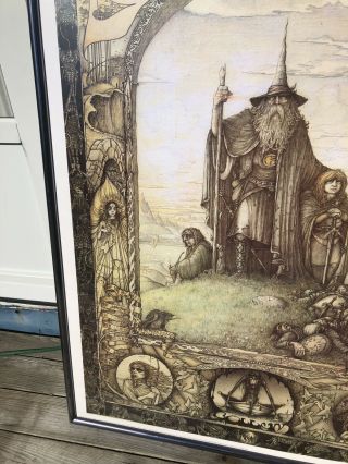 Vintage LORD OF THE RINGS Framed Art Poster LOTR 1988 Wizard Ingenious J.  CAUTY 5