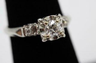 Art Deco Vintage 14k White Gold.  40ctw European Cut Diamond Engagement Mounting