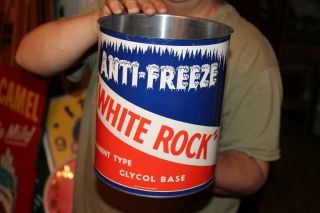 Vintage White Rose Anti Freeze 1 Gallon Metal Can Gas Station Oil Sign