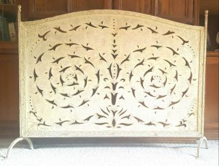 Vintage French Victorian 44 " Art Deco Floral Spirals Cut Work Fireplace Screen
