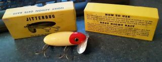 Early Wood 1939 - 40 First Generation Fred Arbogast Jitterbug Fishing Lure & Box