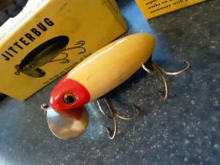 Early Wood 1939 - 40 First Generation Fred Arbogast Jitterbug Fishing Lure & Box 2