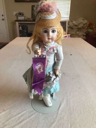 Vintage Bisque 13” Doll Artisan Guild Award Winning Doll With Stand