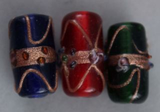 75 Antique Hand Blown Goldstone Venetian Art Glass Necklace Beads Jewelry 7