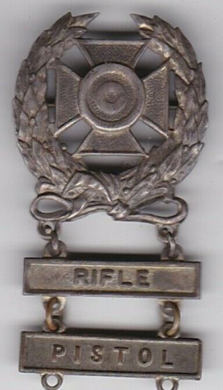 Us Army Wwii Era Shooting Badge Expert Medal With Rifle Bar Sterling,