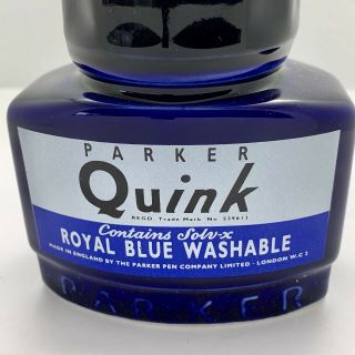 VINTAGE CERAMIC PARKER QUINK INK BOTTLE DISPLAY AD BLUE 3