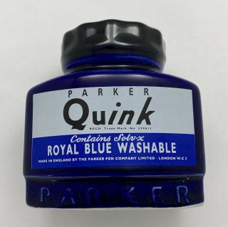 VINTAGE CERAMIC PARKER QUINK INK BOTTLE DISPLAY AD BLUE 6
