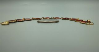 David Andersen Sterling Red Enamel Heart Bracelet Norway Gilded Silver 6 